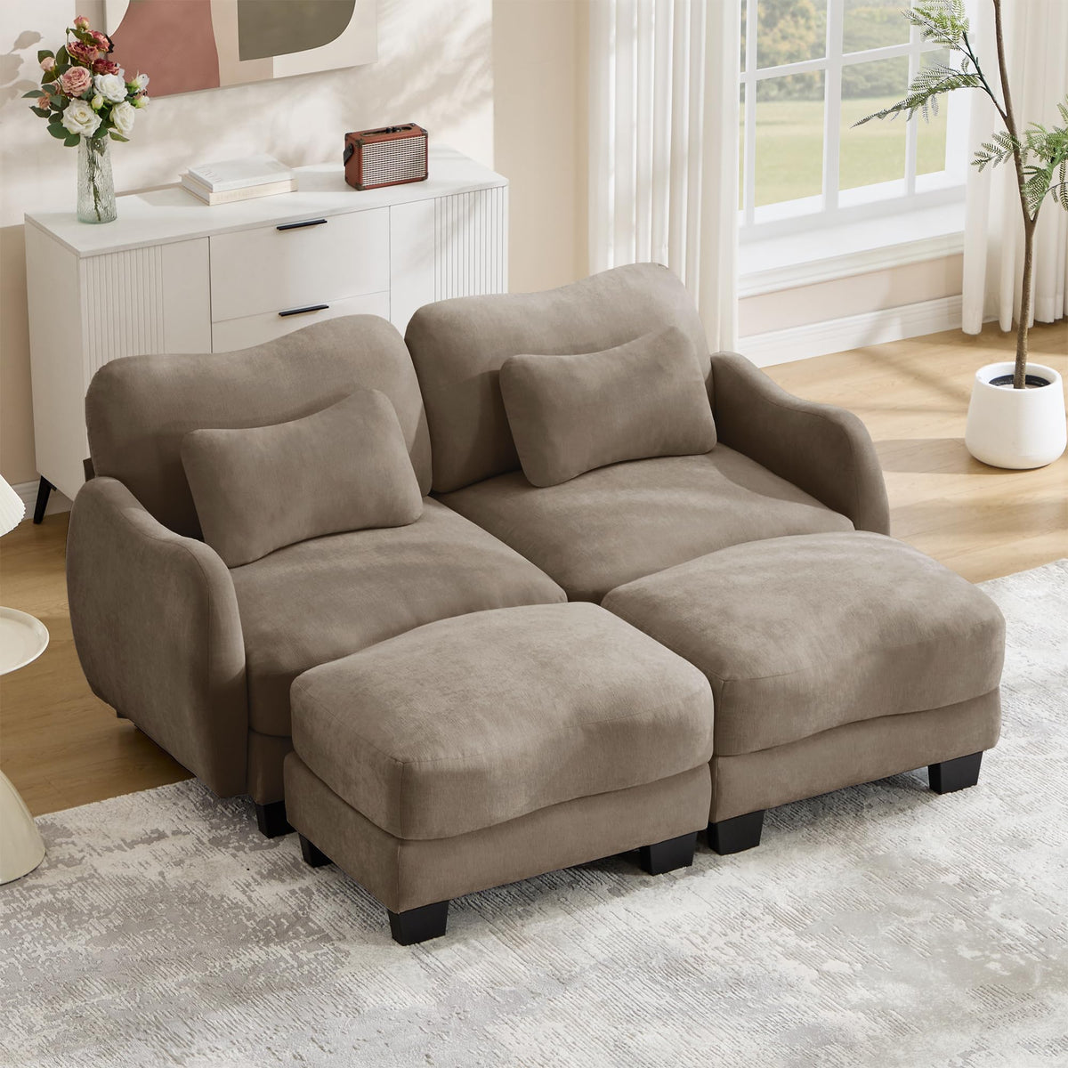 101.1" Modular Cloud Couch Deep Seat Sectional Sofa L Shaped Couch