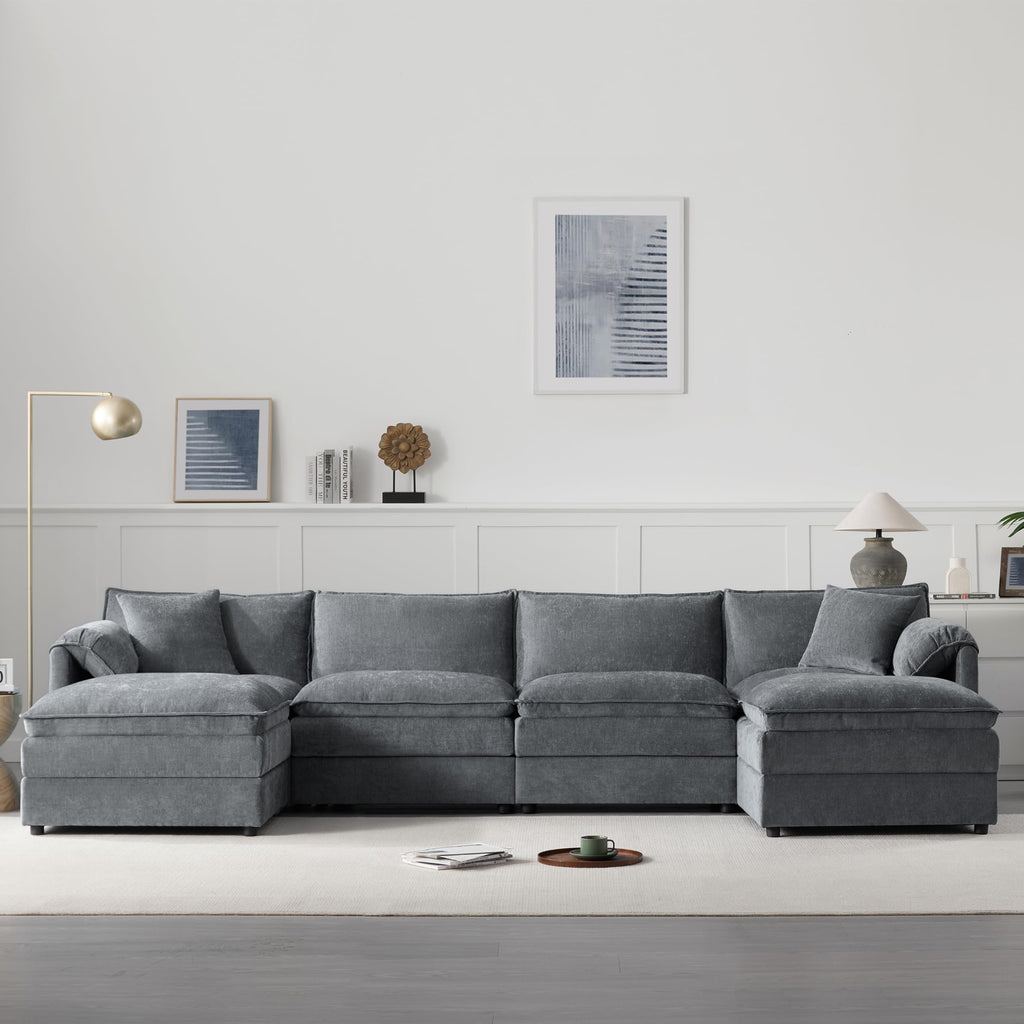 [NEW SKU of N723S1687B]136" Chenille Modular Sectional Sofa with Deep and