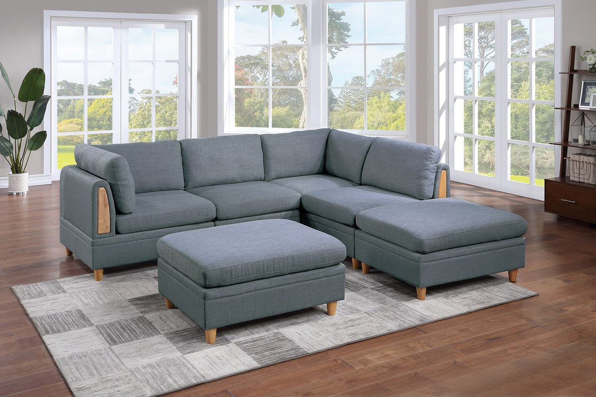 Tidyard Living Room Corner Sofa Wedge, Steel Gray Dorris Fabric Sectional with Wooden Legs, Plush Comfort Couch, Contemporary Style, 3? x 3? No Brand Name