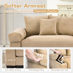 130" Oversized Cloud Modular Sectional Couch,Corduroy 3 Seater Sofa Extra Thick Armrests Good Resilience Cushion Ergonomic Design,Easy Assembly Suitable for Living Rooms Studies,Camel WM213