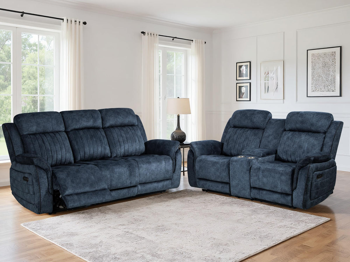 Zero Gravity Power Reclining Loveseat Sofa with Adjustable Headrests, Power Loveseat Recliner with Console, Electric 2-Seater Recliner Couch with Charging Port for Living Room (Velvet, Blue)