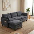 108" Modular Sectional Sofa Cloud Couch - L Shape Sofa with Charging Station Side Storage - Chenille Comfy Couches with Ottoman Movable for Living Room Bedroom Apartment Office, Black
