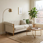 Tomkate 84" Velvet Chesterfield Sofa, Modern 3-Seat Couch with Gold Legs