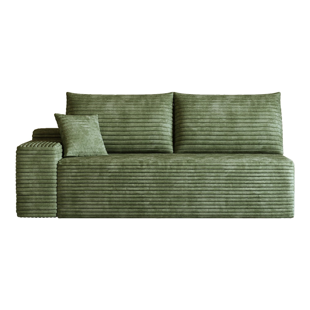 Tidyard Y119-3R Green 3-Seater Right Facing Sectional Sofa with Chaise, Plush Corduroy Fabric, No Assembly Required