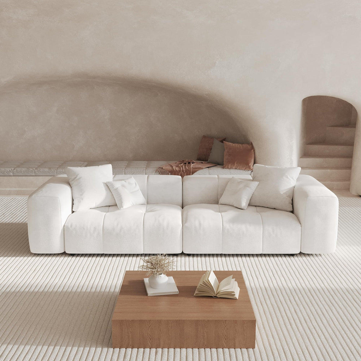 WJShome 144" Oversized Sectional Couches for Living Room,5 Seater Corner Couch Sleeper Sofa, Modern V Shaped Sofa with Deep Seat for Living Room,Spacious Space,White