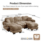 103.9" Modular Cloud Couch, Oversize U-Shaped Sectional Sofa with Ottoman, Deep Seat Chenille Couch, Anti-Slip Design, Modern 3-Seater Sofa for Living Room/Apartment/Bedroom, Brown