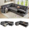 130" Sectional Couches for Living Room,Sectional Couch with Storage,Black