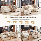 114" V‑Shaped Cloud Modular Sectional Sofa Couch, Chenille Corner Design