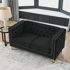 Velvet Sofa for Living Room Black Classic Chesterfield Room, Bedroom, Office Elegant Finish