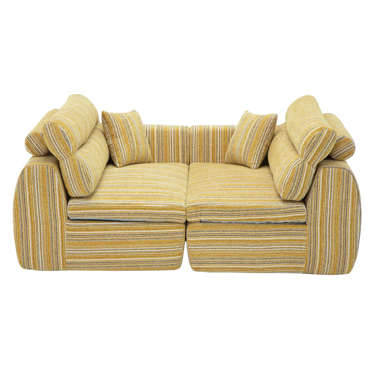 Woven Chenille Striped Sofa, Compact Straight Row Couch with High Density Sponge, No Assembly Space Saving Compression Sofa for Living Room Apartment Office (Bumblebee Stripe)