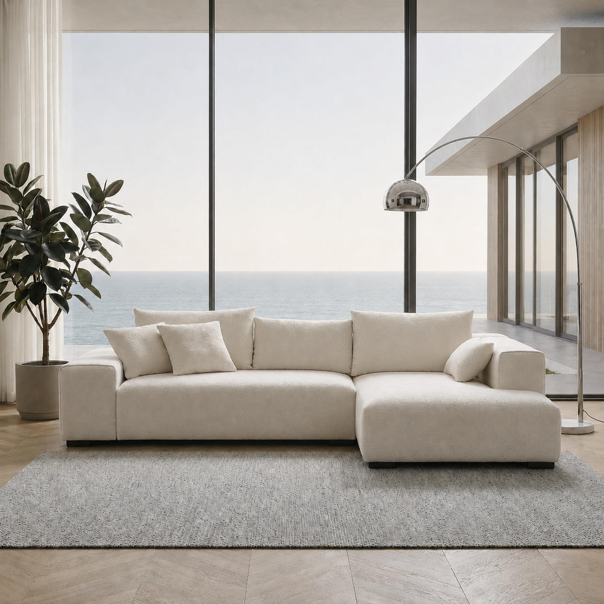 Acanva Imola L-Shaped Sectional Sofa with Chaise, Vegan Leather