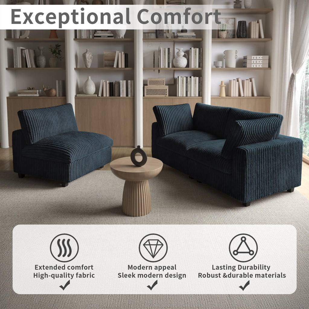WJShome Cloud Couch Modular Sectional Sofa,118" Oversized V Shaped Sofa with Storage Ottoman for Living Room,Plush 6 Seater Convertible Sectional Couch,Covers Washable&Replaceable,Black