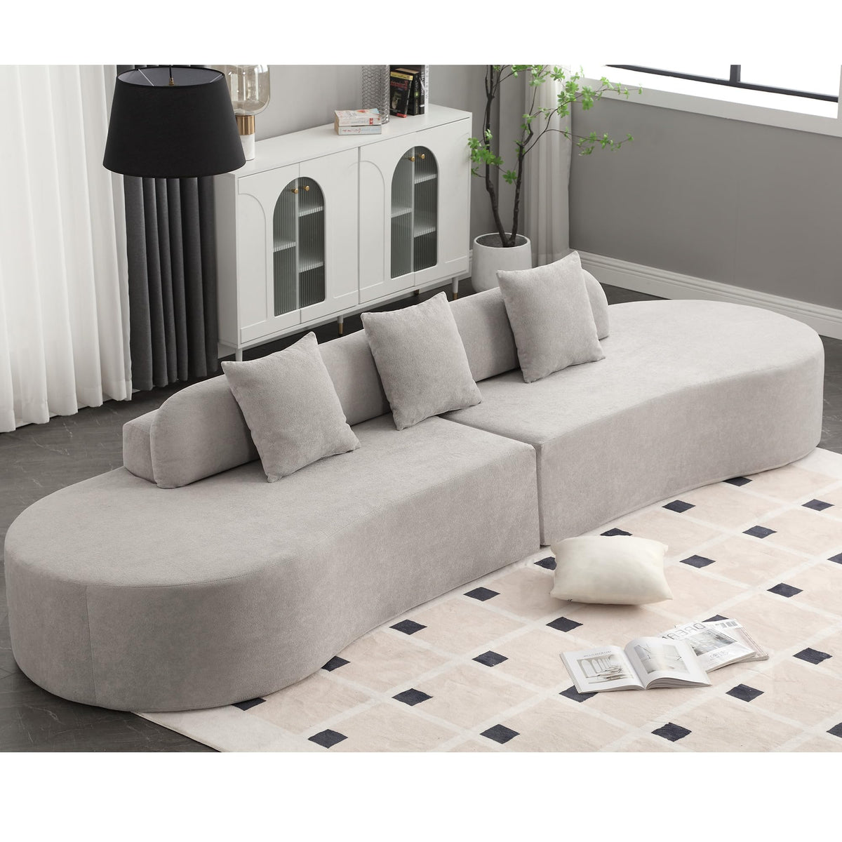 109.4'' Curved Modular Sectional Sofa, Round Sofa with Soft Upholstery