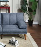 Tidyard Navy Polyfiber Adjustable Sofa with Solid Wood Legs, Contemporary Convertible Couch for Living Room, Includes Extra Cushion, 7? x 3? Chaise Not Included