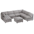 125" Oversized Modular Sectional Sofa with Storage,Convertible L/U-Shaped Chenille Cloud Couch with Reversible Chaise, 8 Seater Storage Sectional Sofa for Living Room