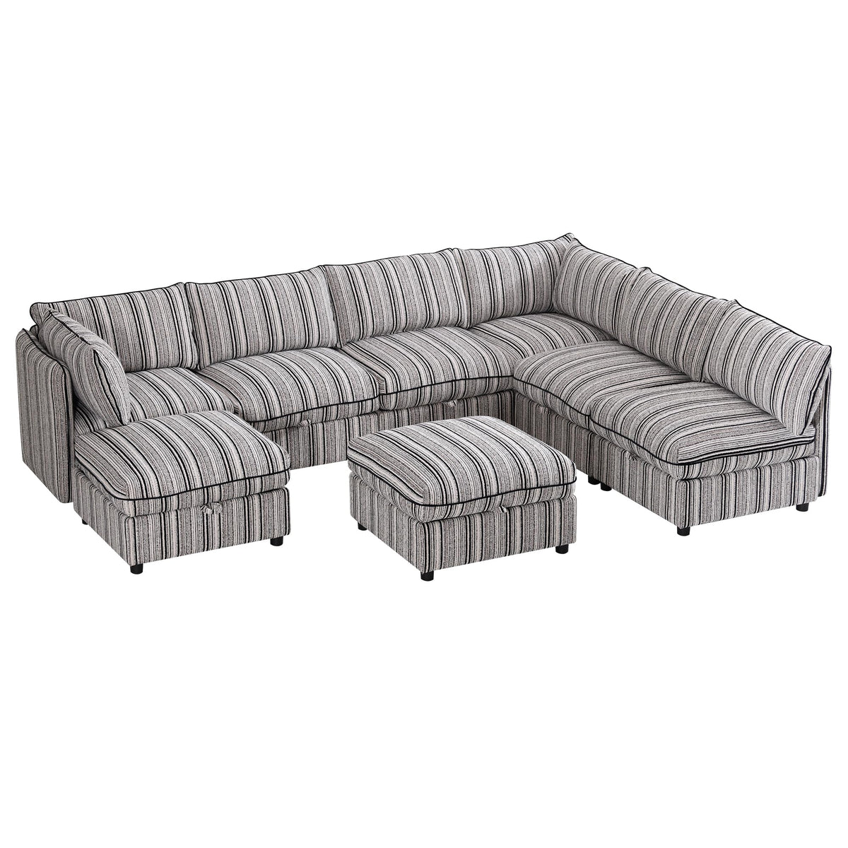 125" Oversized Modular Sectional Sofa with Storage,Convertible L/U-Shaped Chenille Cloud Couch with Reversible Chaise, 8 Seater Storage Sectional Sofa for Living Room