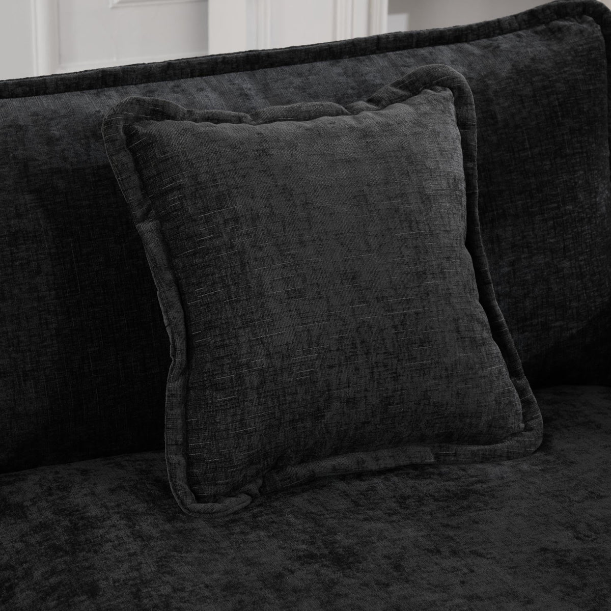 Wider Armrest 3 Seats (Ottoman is not Included), Sectional Couch, for Living Room Bedroom and Apartment, Comfy Double Layer Upholstered Seat Cushion, Breathable Chenille Fabric,Black,SW5044BK GE681