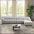 WJShome Modular Sectional Sofa, 103.95 inch Convertible Sofa Couch,L Shaped Velvet Minimalist Couch for Living Room, 4 Seater+1 Ottoman Modern Large Free Combination Sofa (Beige, 5 Seater)