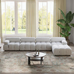 WJShome Modular Sectional Sofa, 103.95 inch Convertible Sofa Couch,L Shaped Velvet Minimalist Couch for Living Room, 4 Seater+1 Ottoman Modern Large Free Combination Sofa (Beige, 5 Seater)