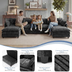 113.4" U-Shaped Modular Sectional Sofa with Ottoman