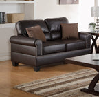 Tidyard Faux Leather 2-Piece Sofa Set with Loveseat, Contemporary Plush Couch for Living Room, Espresso Double Barrel Design, Includes Pillows