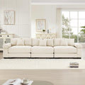 130" Oversized Modular 3-Seater Sectional Sofa, Cloud Corduroy Fabric with Extra-Thick Armrests, Ergonomic Deep Seat Couch for Living Room, Easy Assembly Sofas for Living Room(Cream)