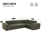 130" Ultra-Thick Chenille Modern Minimalist Style Modular Sectional Couch, Convertible Modular Cloud Sleeper Sofa, Modern Boneless Compressed Floor Sectional Sofa for Living Room, Green