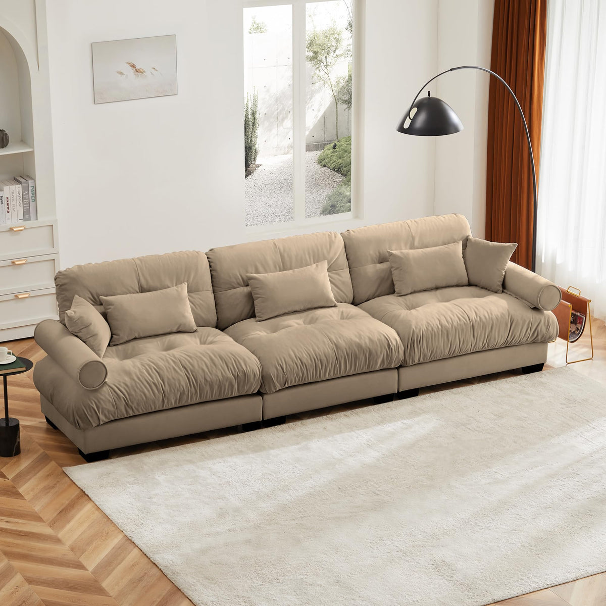 Versatile Camel Sofa for Living Room, Comfortable Modern Design, Couch