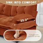 107.5" Modular Sectional Sofa-Chenille Deep 3 Seater L-Shaped Cloud Couch with Ottoman, Button Seat Cushions for Living Room & Apartment, Orange