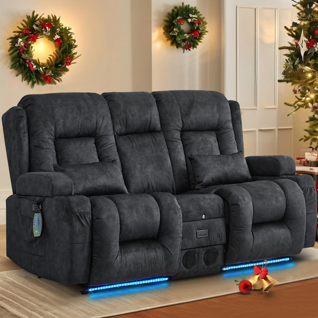 TUNYI Power Loveseat Recliner Sofa with Massage & Heat