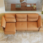 112.5" Leather Electric Reclining Sofa, 3 Seater