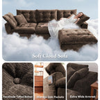 110" Living Room Sofa Set, Chenille Tufted Couch and Loveseat Sets for Living Room, Modular Sectional Boneless Couch with Ottoman & Throw Pillows, Brown