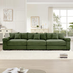 130" Oversized Modular 3-Seater Sectional Sofa, Cloud Corduroy Fabric with Extra-Thick Armrests, Ergonomic Deep Seat Couch for Living Room, Easy Assembly Sofas for Living Room(Cream)