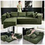 108" Boneless Sectional Chaise Couch, 17.5" Seat Height,Black Grey