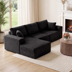 111" Boneless Sectional Couches for Living Room, 5 Seater Deep Seated U Shaped Cloud Couch with Ottomans, Chenille Compressed Modular Cloud Sofa Couch in a Box, No Assembly Required, Grey