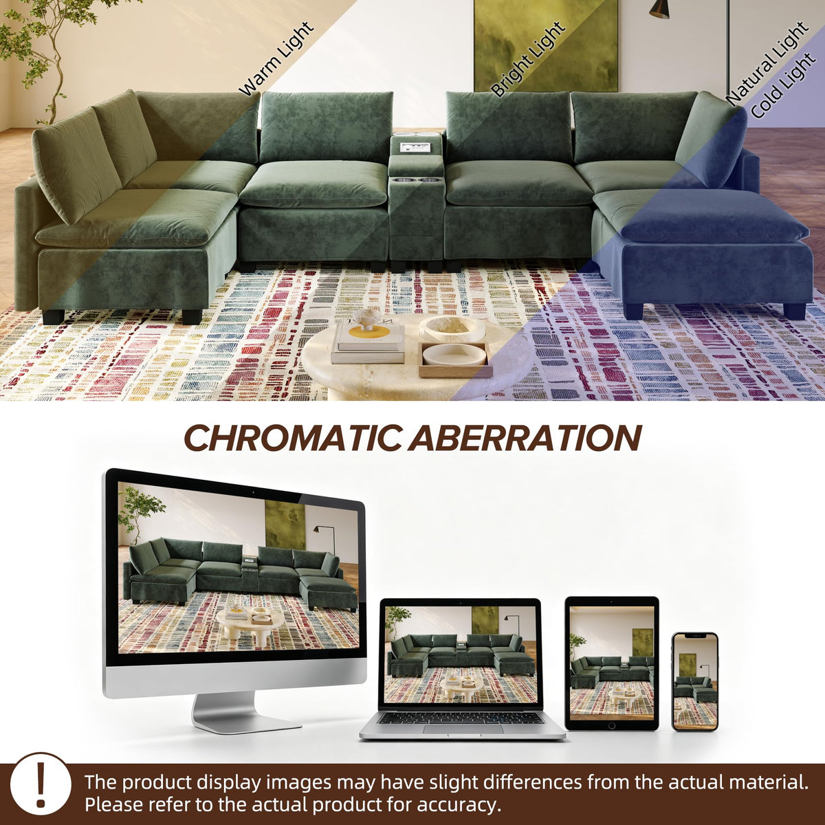 121.2" Oversized Sectional Couches U-Shaped Modular Sofa Bed,Green