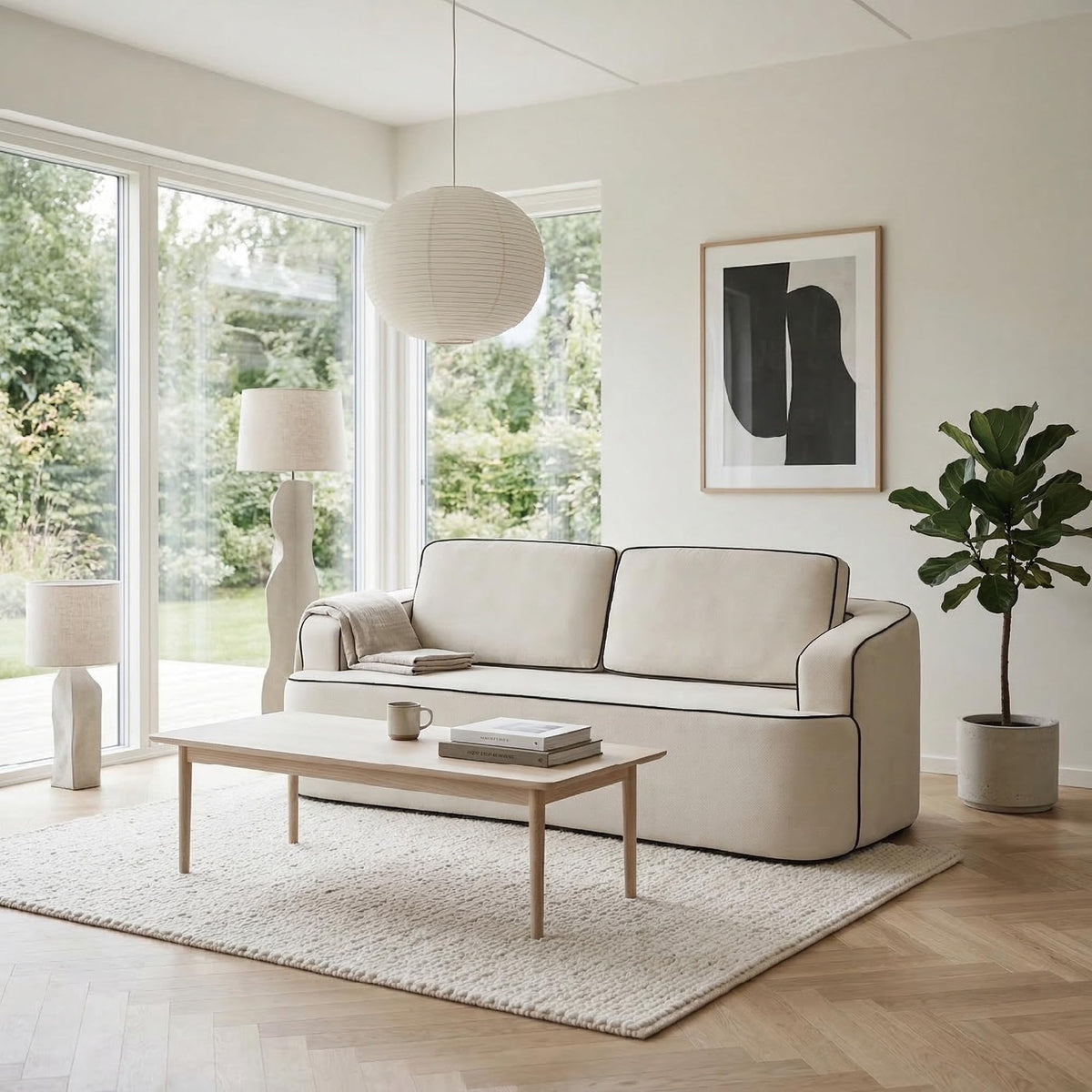 VidaNaticle 95" Boneless Modular Sectional Cloud Couch, Beige