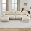 116" Cloud Modular Chenille L Shaped Sectional Sofa with Ottoman, Deep Seat Cloud Couch with Interlocking Metal Connectors for Modern Living Room (Beige, 3S+1O)