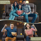 TUNYI Power Loveseat Recliner Sofa, Faux Leather Reclining Sofa with Console RV Reclining Loveseat Couch with USB/Outlet/Storage/Side Pocket/LED Light/Speaker (Brown, Loveseat)