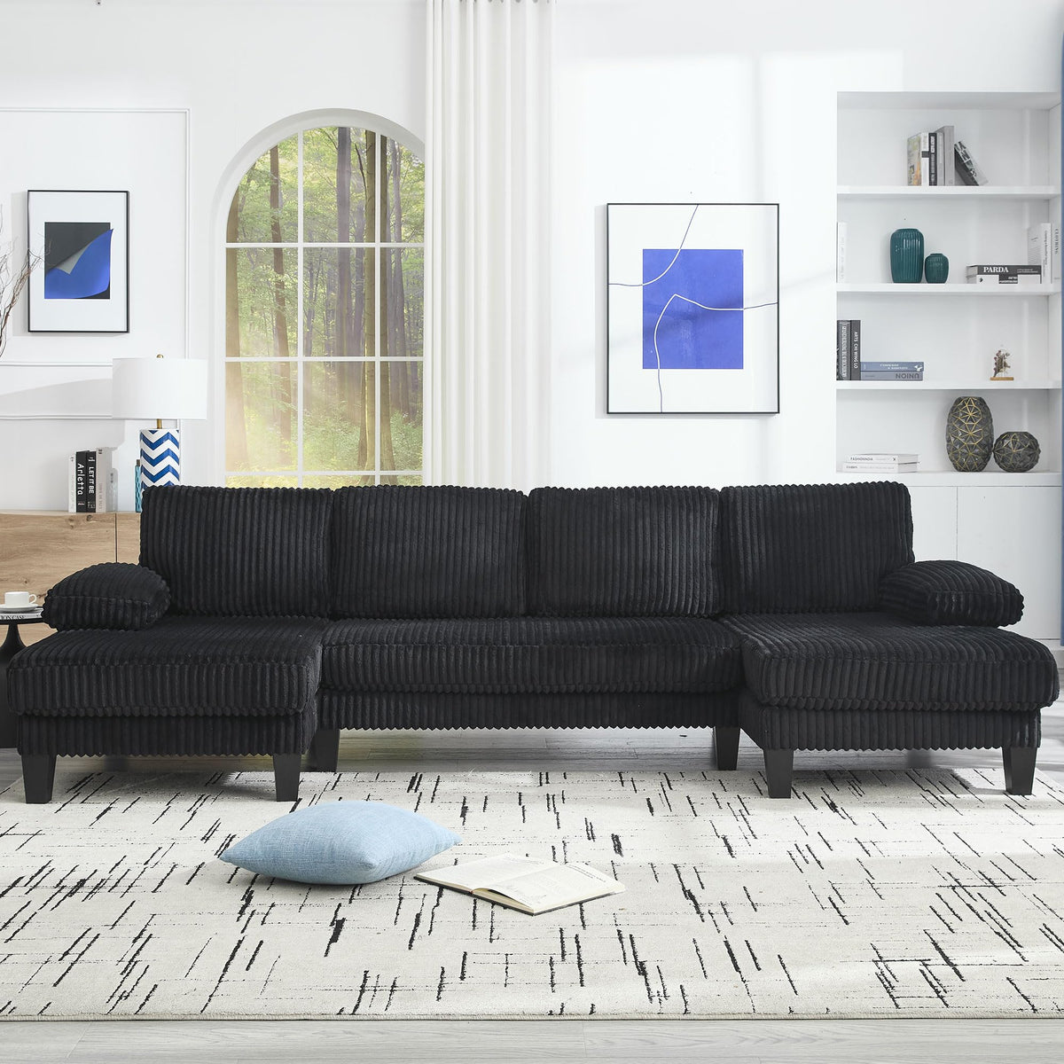 U Shaped Couch with Oversized Seat,4 Seat Sofa with Double Chaise,Comfortable and Indoor Furniture for Living Room,Apartment