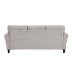 Tidyard Modern Transitional Sand Hued Textured Fabric Sofa with Attached Cushions, Solid Wood Frame, Pocket Coils, Faux Wood Feet, 80.? x 3? x 34.?H