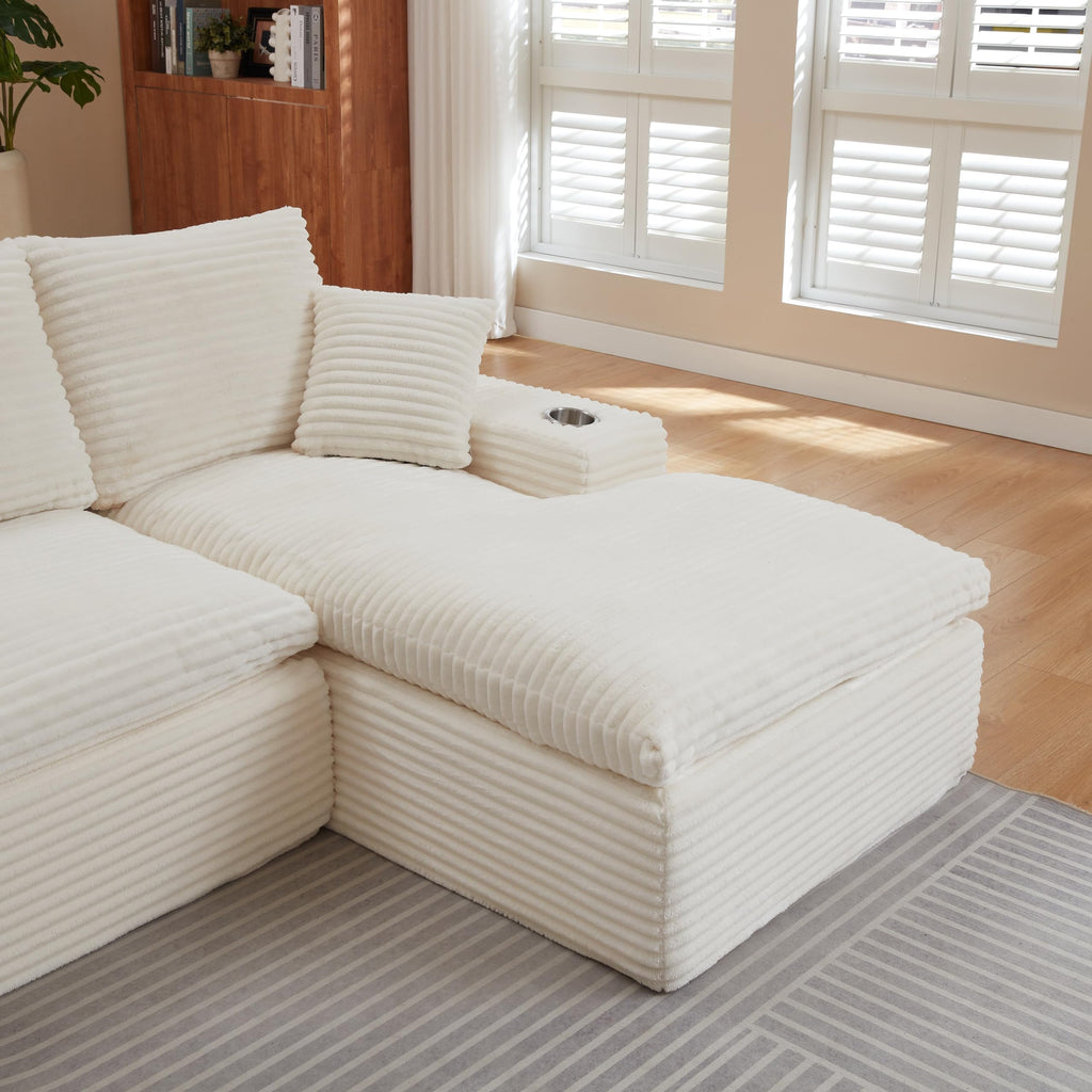 120" U Shaped Sectional Couches, Modular Sofas with Chaise