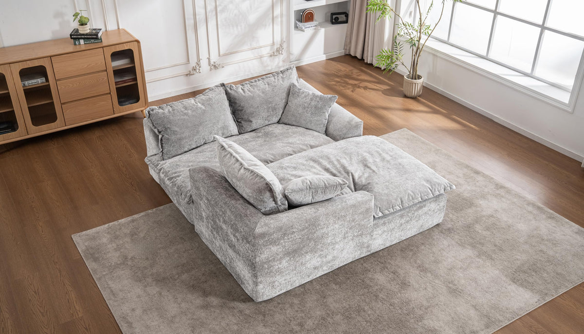 103" Cloud Sectional Couch with L Shape Chaise, Boneless Modular Large Segment Sofa for Living Room, No Assembly Required(Gray)