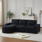 110" Oversized Cloud Sectional Sofa Modern Curved Boneless Couches for Living Room, 4-Seater Extra Deep Seat Foam Floor Compressed Couch w/Tight Backrest and 4 Pillows,Chenille Sofa & Couches