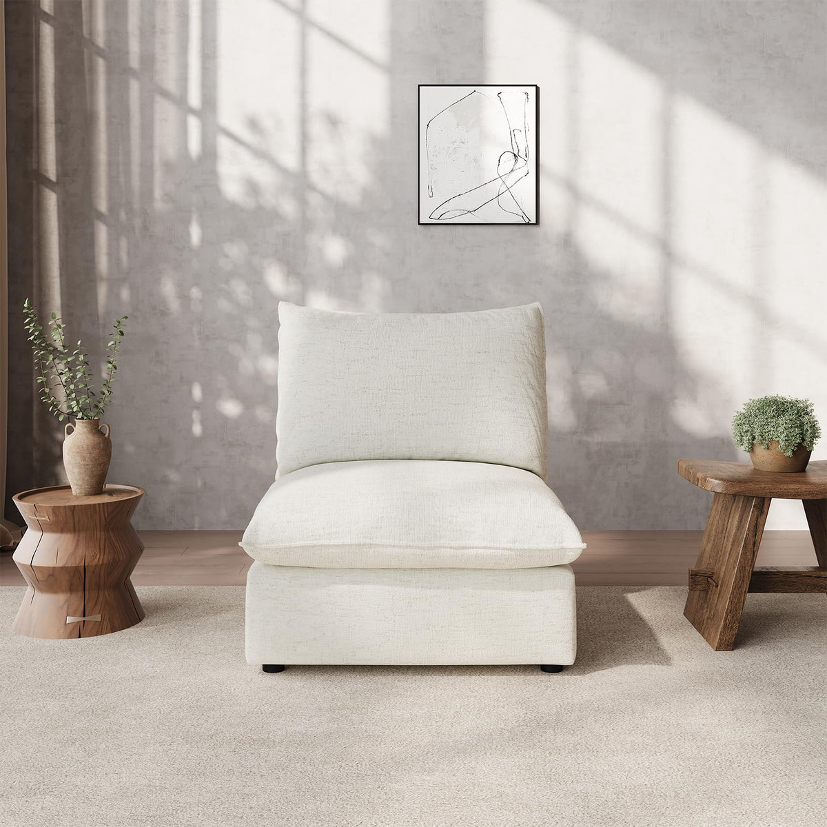 Waterproof Cloud Sectional Couches,High Backrest Down Filled Sofa for Living Room,94.5" Modular Sofas L-Shaped with Ottoman,Detachable Couch Covers,Cream White