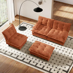107.5" Modular Sectional Sofa-Chenille Deep 3 Seater L-Shaped Cloud Couch with Ottoman, Button Seat Cushions for Living Room & Apartment, Orange
