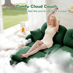Tidyard Cloud-Like Modular Sectional Couch in Green - Plush Chenille Fabric, Tufted Backrest, High-Density Foam, Ergonomic Design with Throw Pillows & Ottoman for Bedroom or Living Room