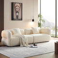 110" Modern Curved Sofa, 3-Seater Comfy Boucle Sofa Couch, Luxury Comfortable Sofas, Modular Sectional Couches for Living Room Home Office Apartment (Beige)
