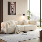 110" Modern Curved Sofa, 3-Seater Comfy Boucle Sofa Couch, Luxury Comfortable Sofas, Modular Sectional Couches for Living Room Home Office Apartment (Beige)