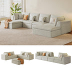 109" Oversized Modular Sectional Sofa L Shaped, Cloud Sectional Couch with Ottoman Deep Seat,Boneless Memory Foam Sofa for Living Room,Teddy Fleece Fabric, No Tools Assembly Required (Beige,1 Ottoman)